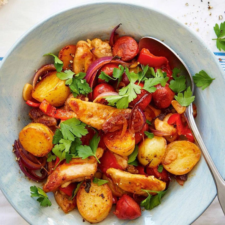 poulet et chorizo à la poêle